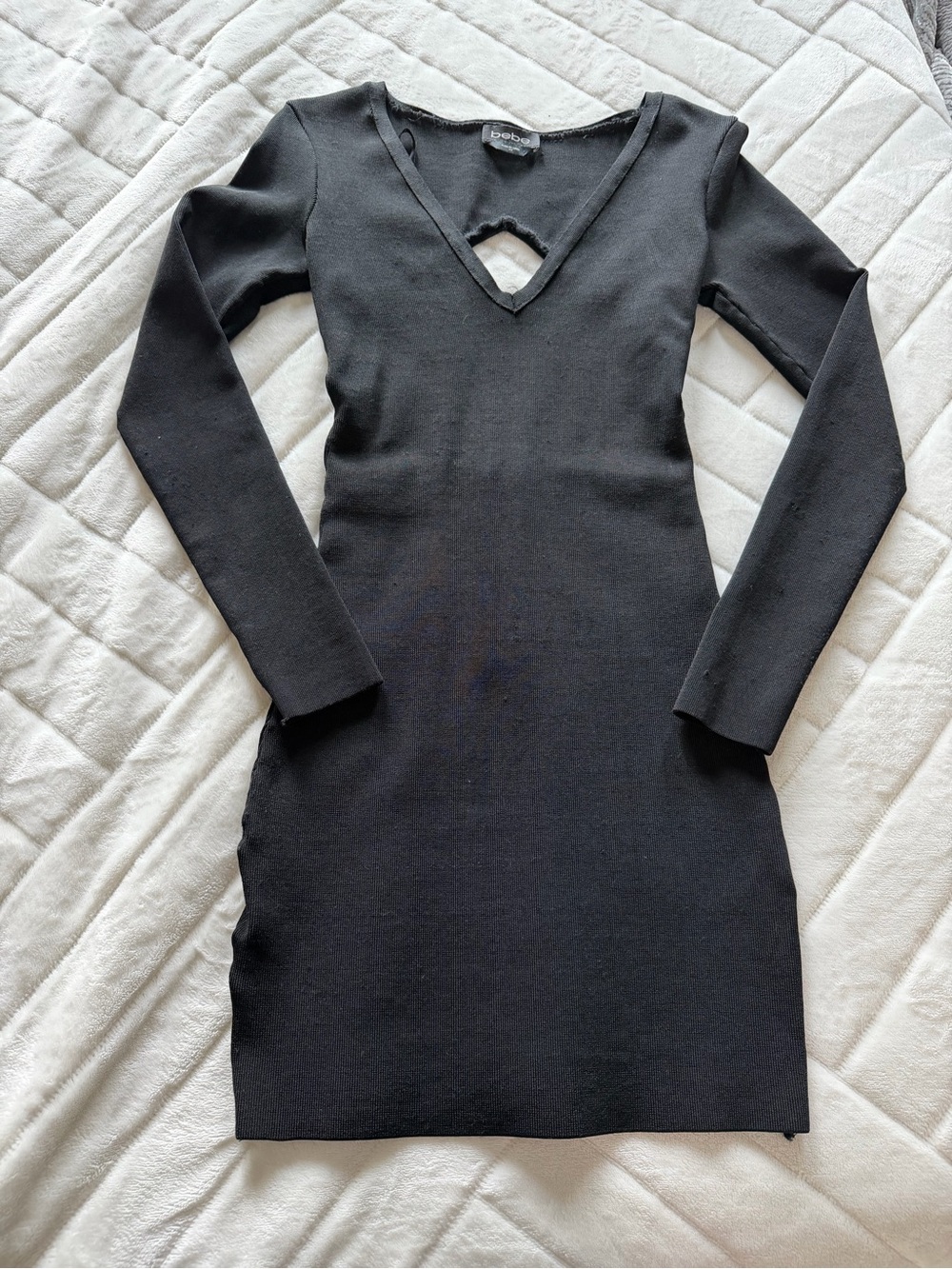 Bebe Black Long-Sleeve mini bandage dress- XS